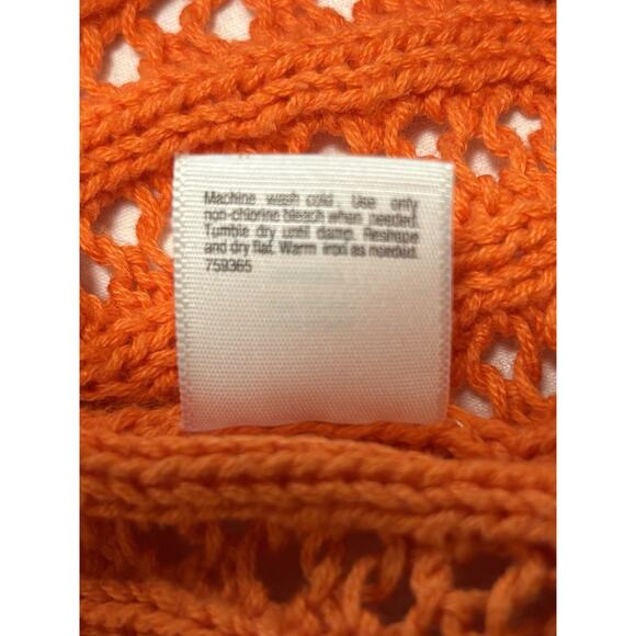 A.N.A Long-Sleeve Pointelle Open-Stitch Sweater Plus Size 3X Orange Pumpkin Fall - Picture 7 of 9